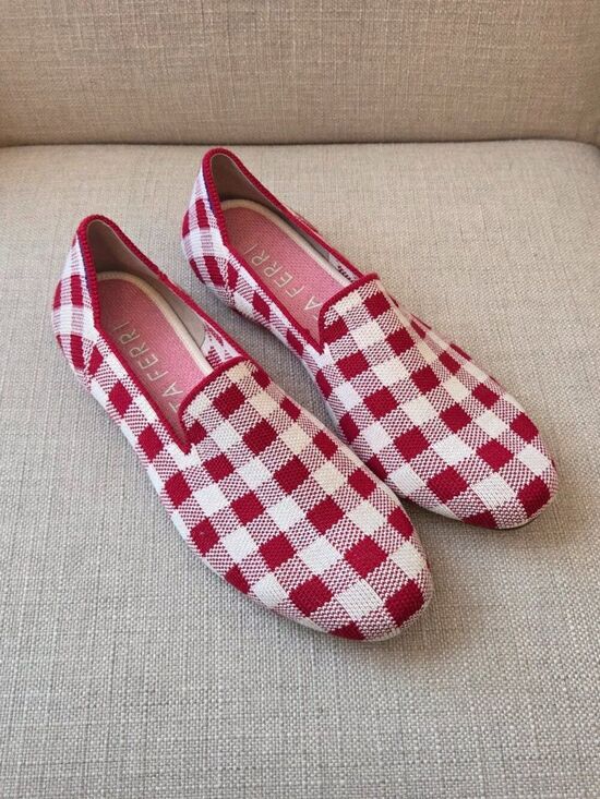 Rothy's Shoes - Rothys x Marta Ferri Scarlett Check Loafers Size 7 Red White Gingham Plaid Shoe